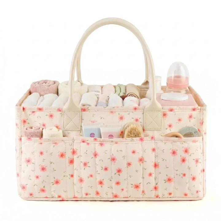 Cream Rosebud nappy caddy