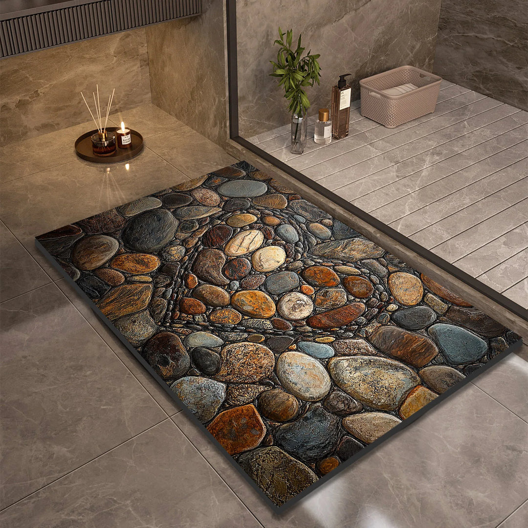 Earth Stones pebble pattern non-slip bath mat