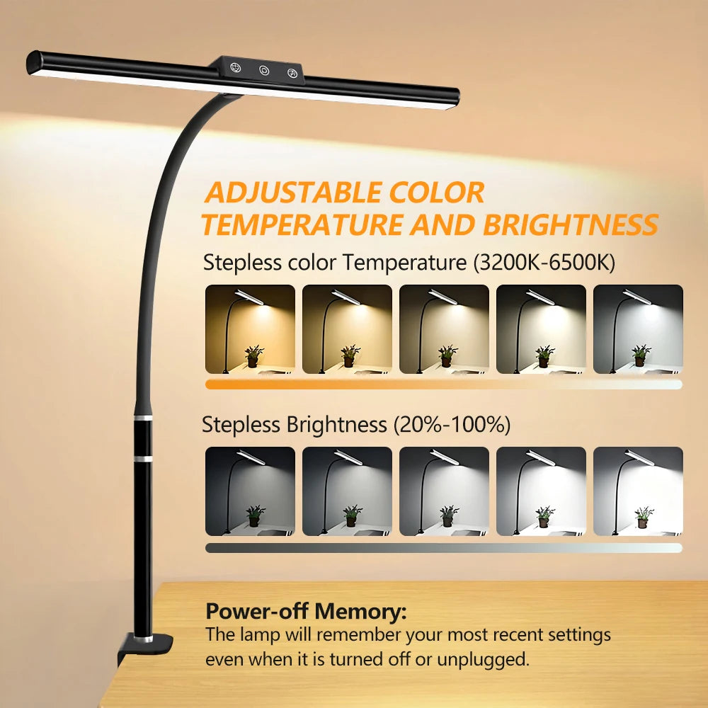 10W USB LED Desk Lamp with Clamp, Touch Control &amp; 5 Light Colors