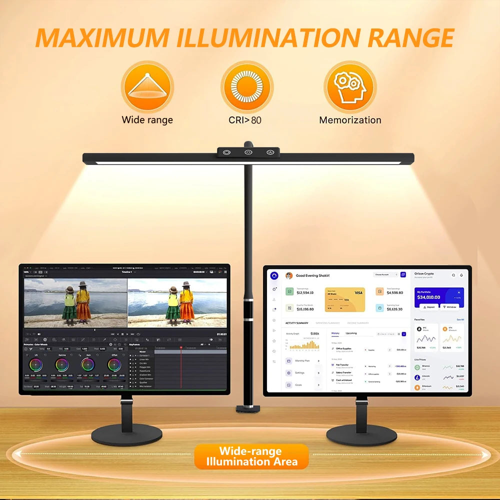 10W USB LED Desk Lamp with Clamp, Touch Control &amp; 5 Light Colors
