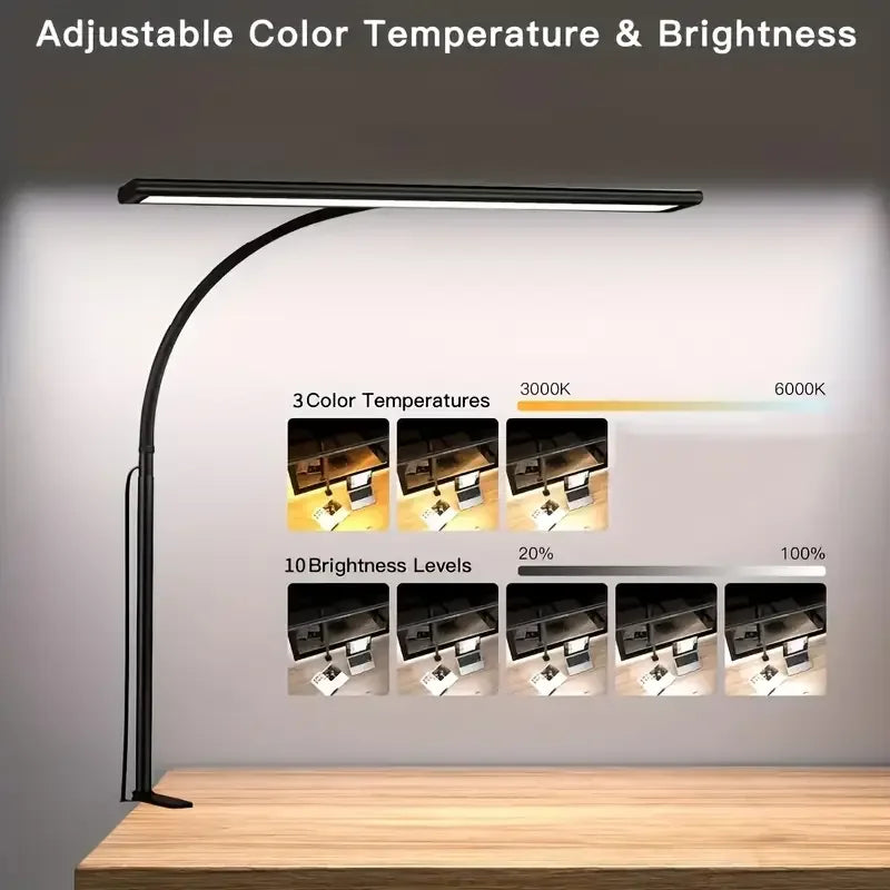 USB LED Desk Lamp with Clamp – Dimmable, Flexible Gooseneck