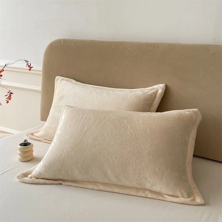 Milky White velvet pillow covers with zipper