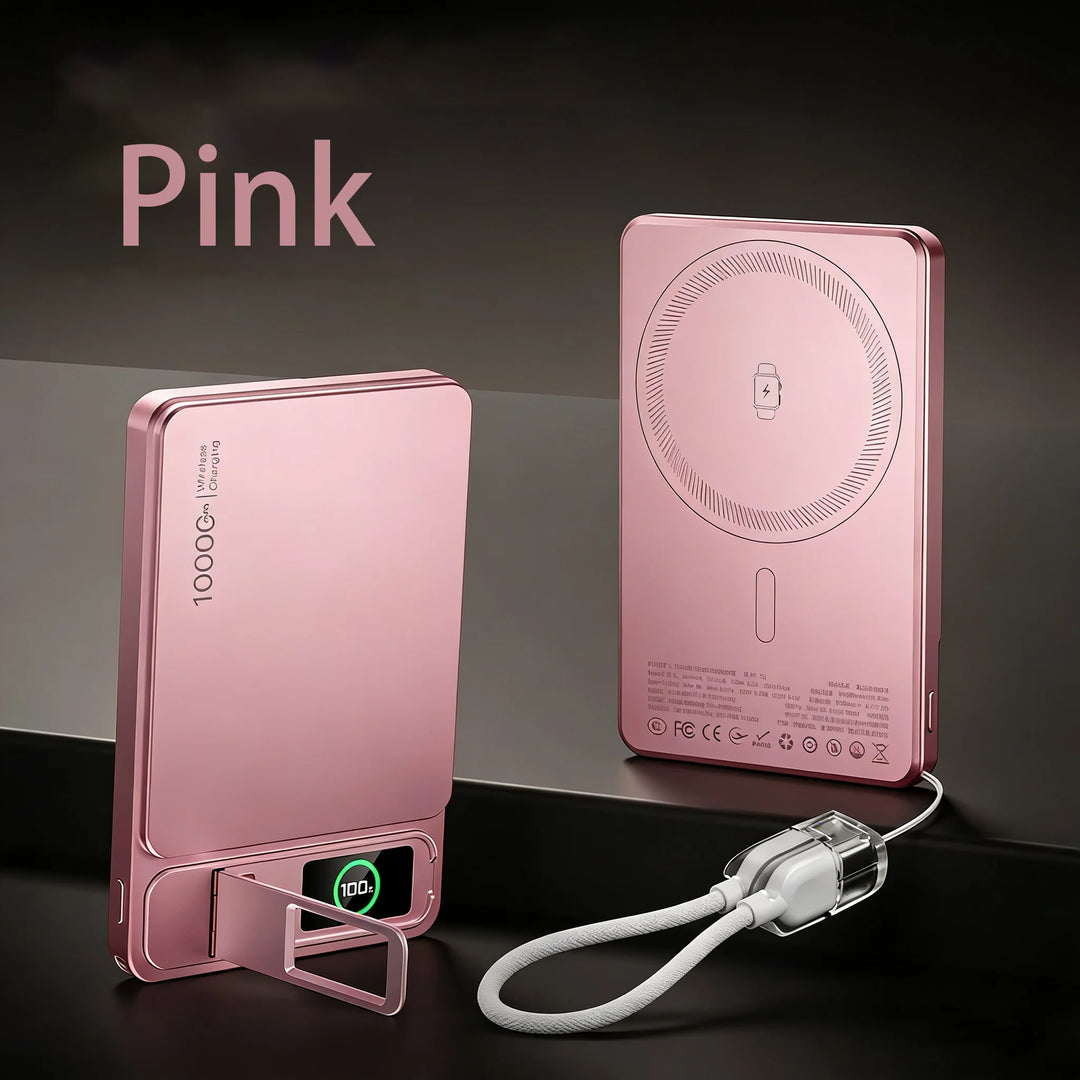 Magnetic Wireless Power Bank with USB-C Cable and Digital Display
