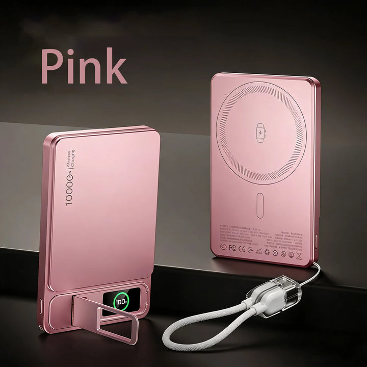 Magnetic Wireless Power Bank with USB-C Cable and Digital Display