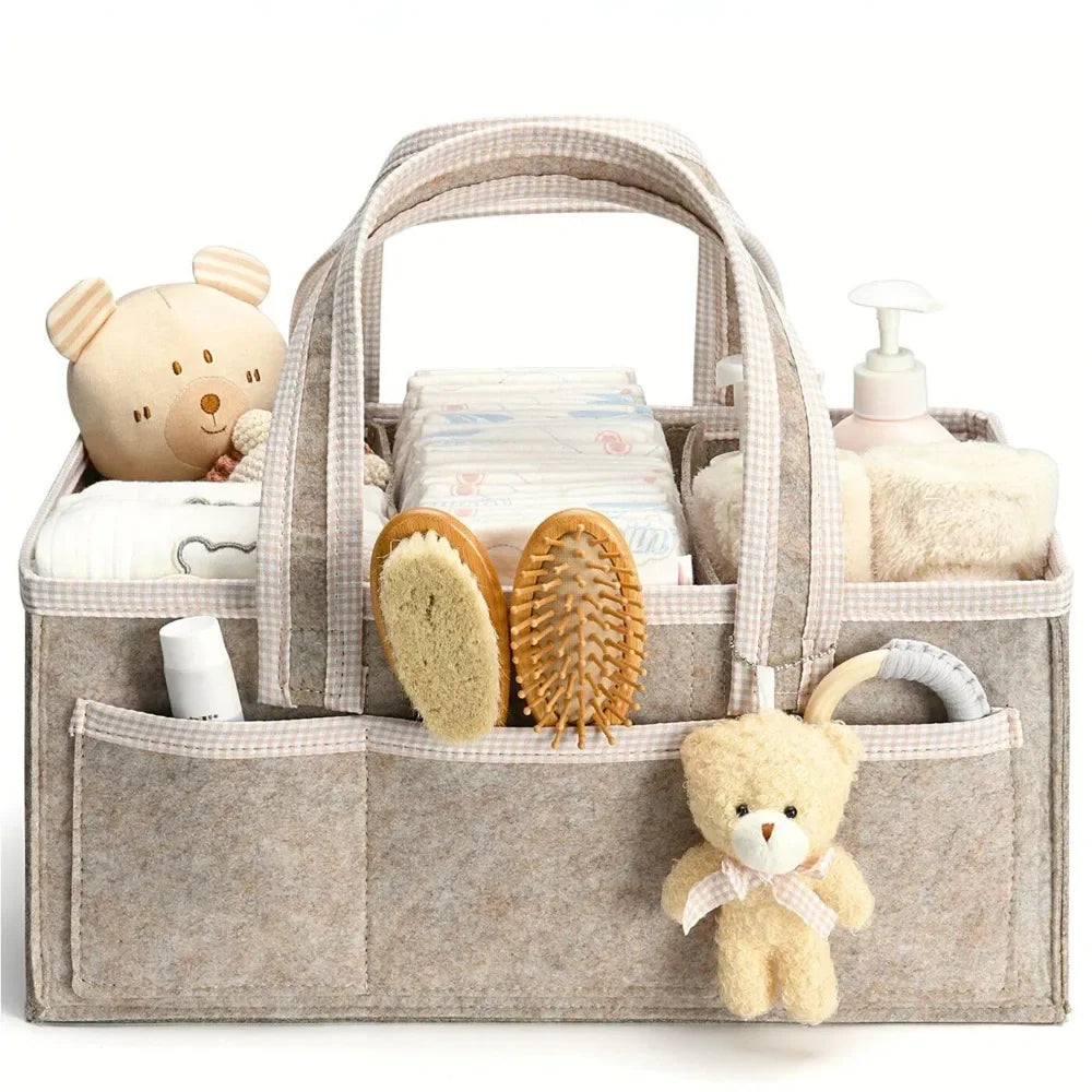 Tan Felt nappy caddy