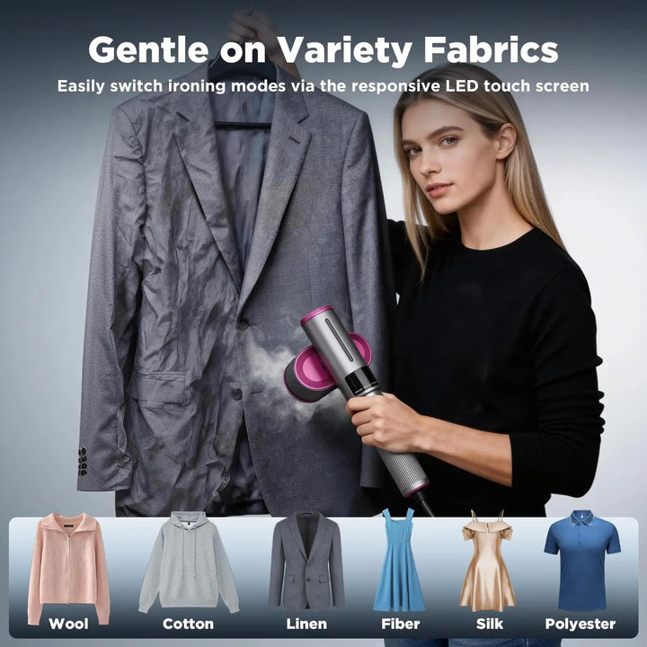 Compact travel steamer packed in a suitcase and tote bag