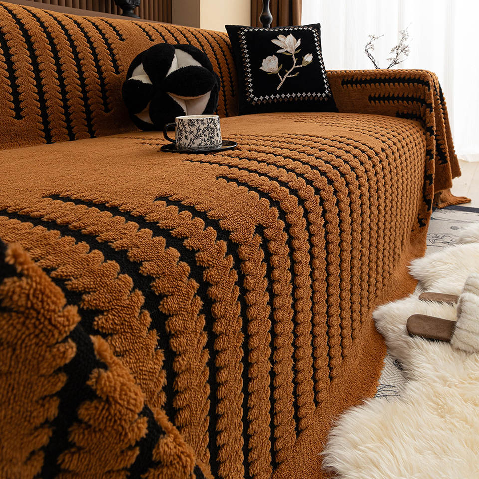 Dark grey non-slip tufted couch cover