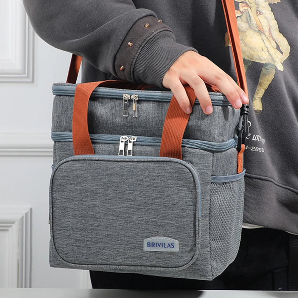 Large leakproof thermal lunch box cooler tote