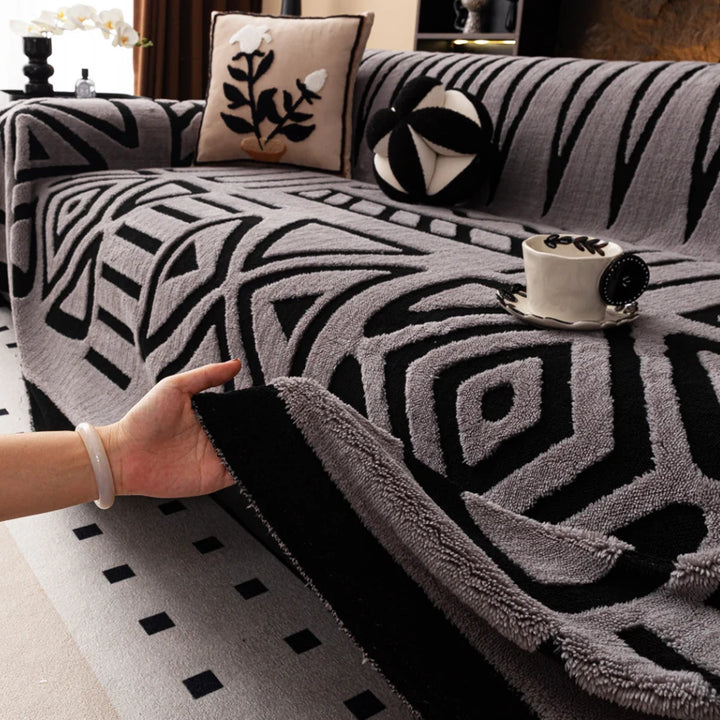 Bohemian jacquard sofa cover in Grey