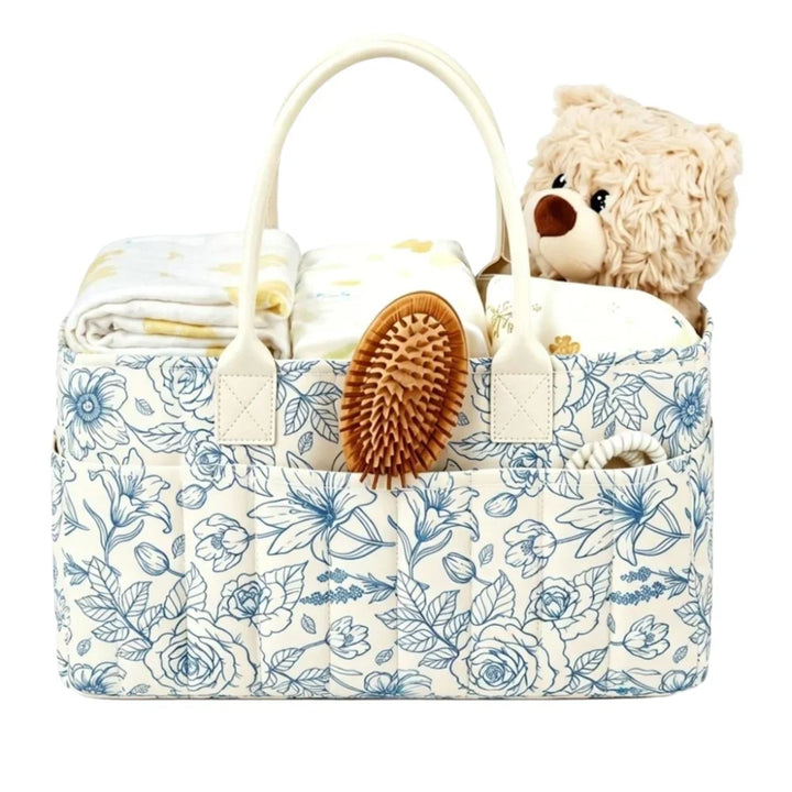 Blue Toile nappy caddy