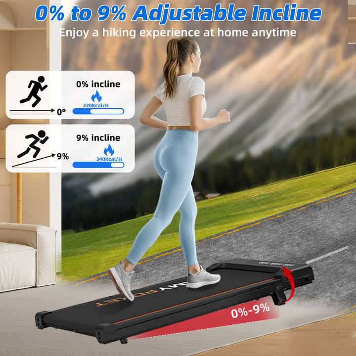 Incline walking pad treadmill for home office