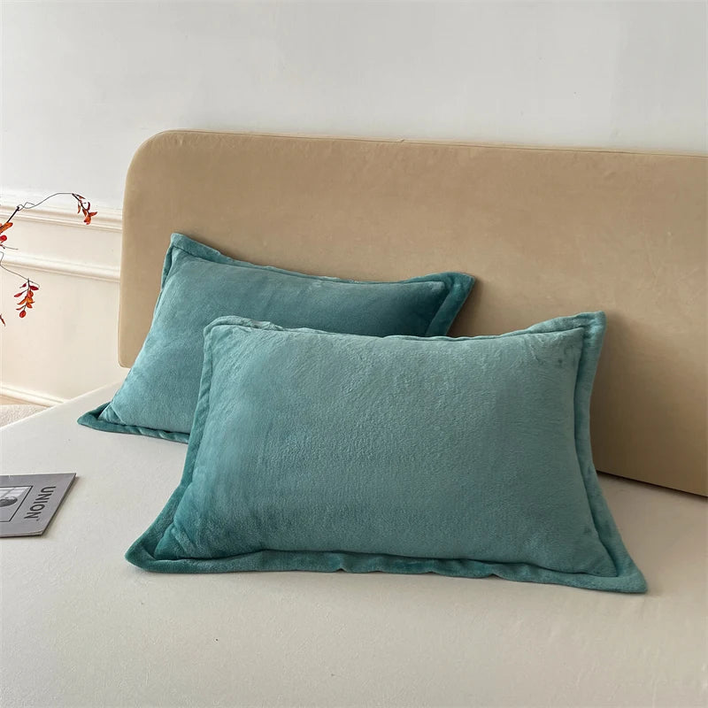 Bamboo Green flannel pillowcase pair