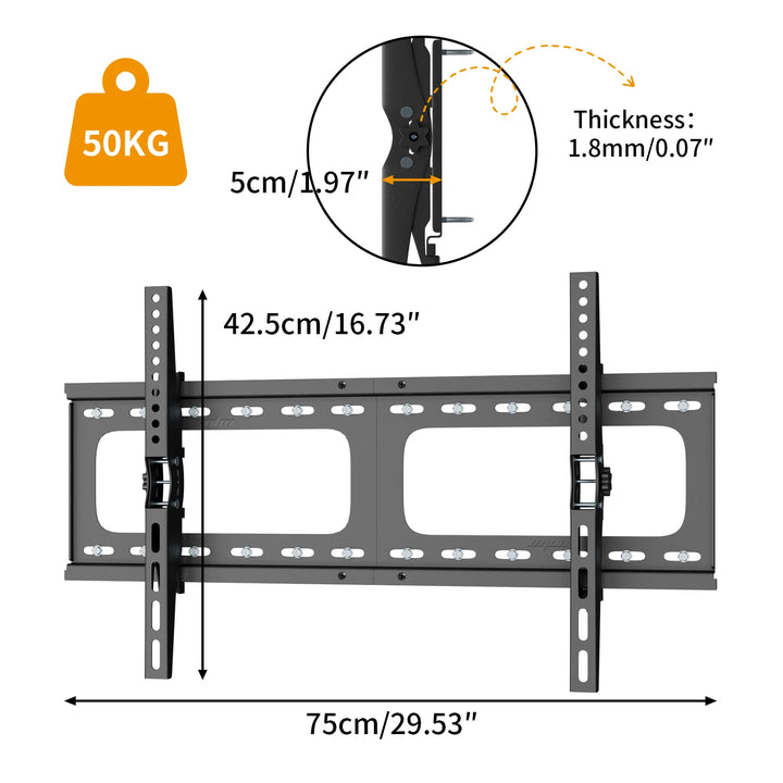 TV wall mount flush profile against wall