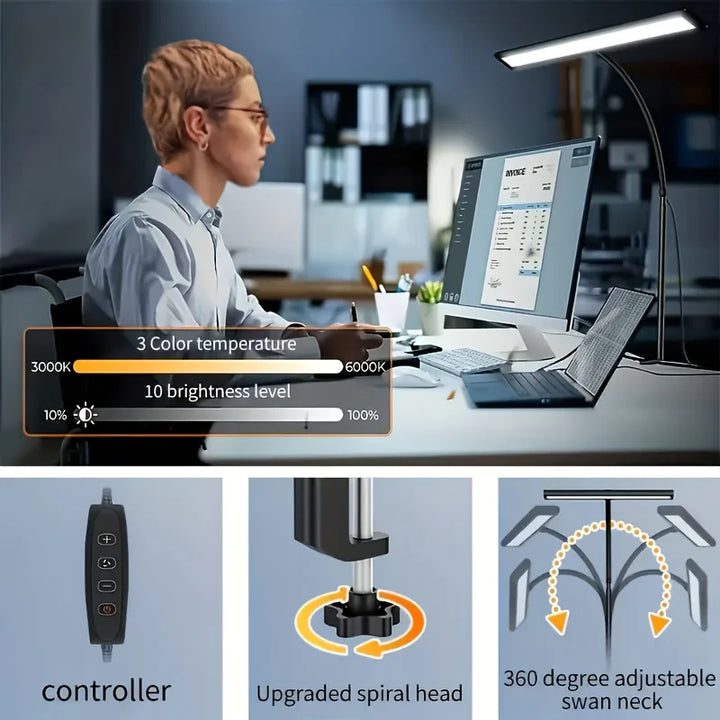 USB LED Desk Lamp with Clamp – Dimmable, Flexible Gooseneck