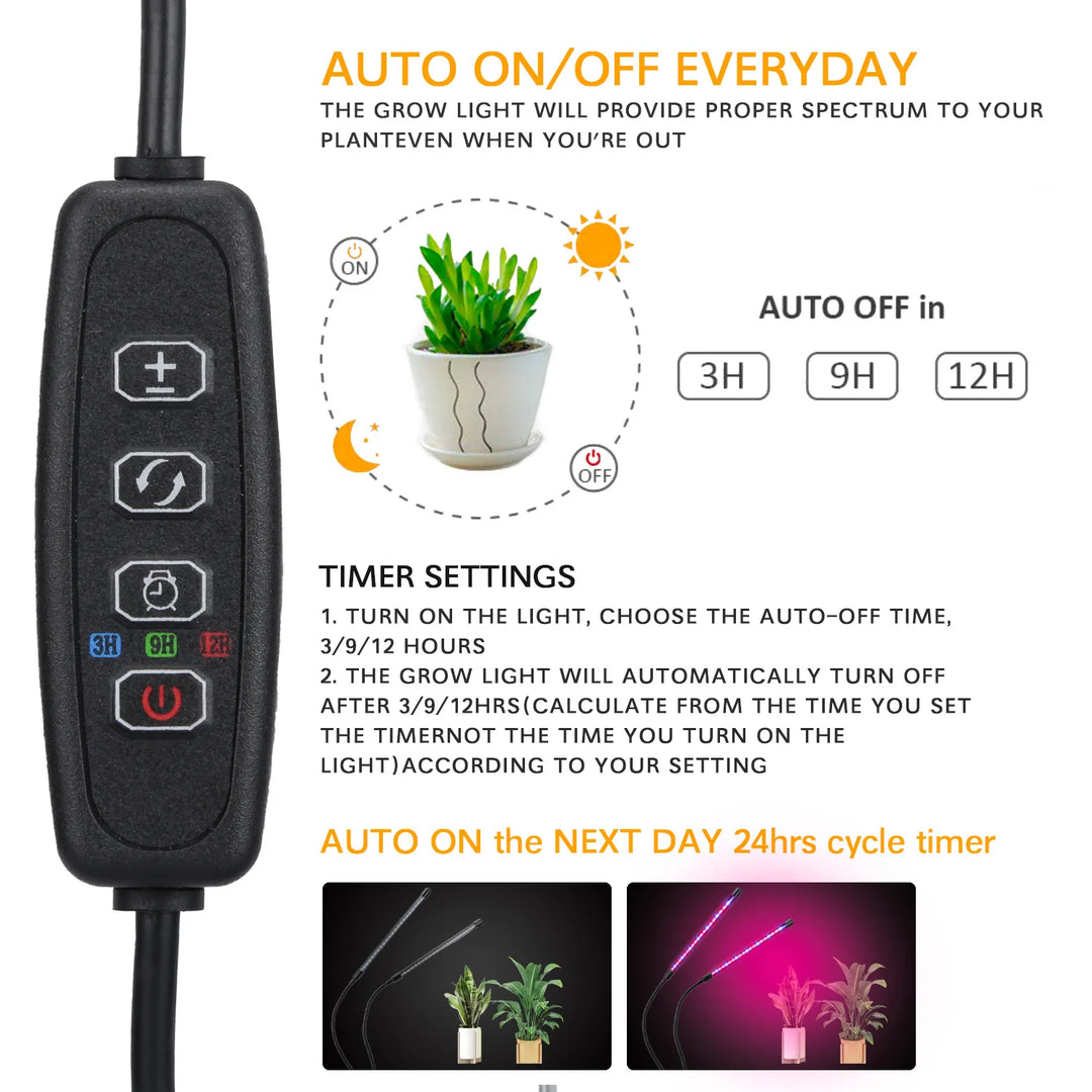 LED Grow Light for Indoor Plants – Full Spectrum Plant Grow Lamp, Dimmable USB Grow Lights with Timer