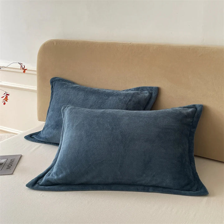 Dark Blue velvet flannel pillow covers