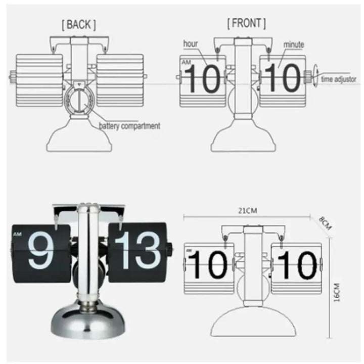 Retro flip clock lifestyle shelf decor