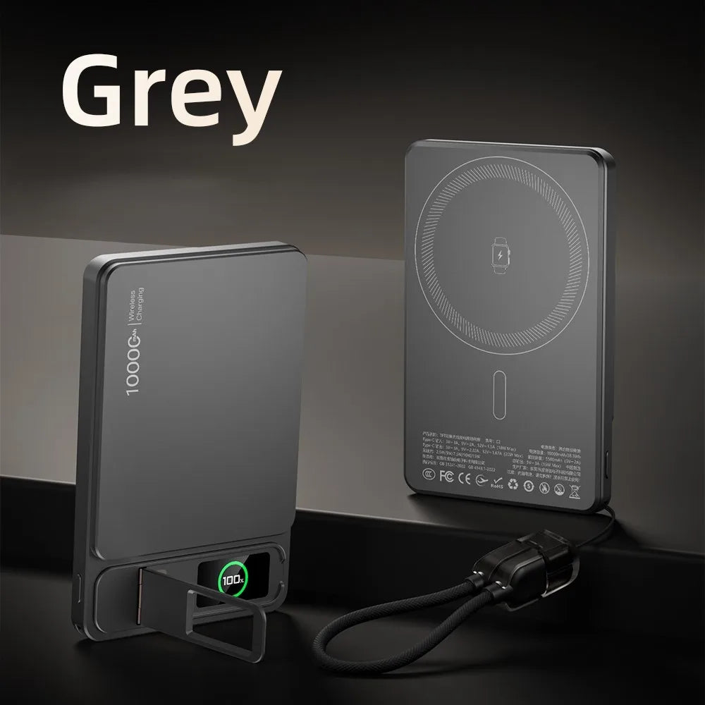Magnetic Wireless Power Bank with USB-C Cable and Digital Display