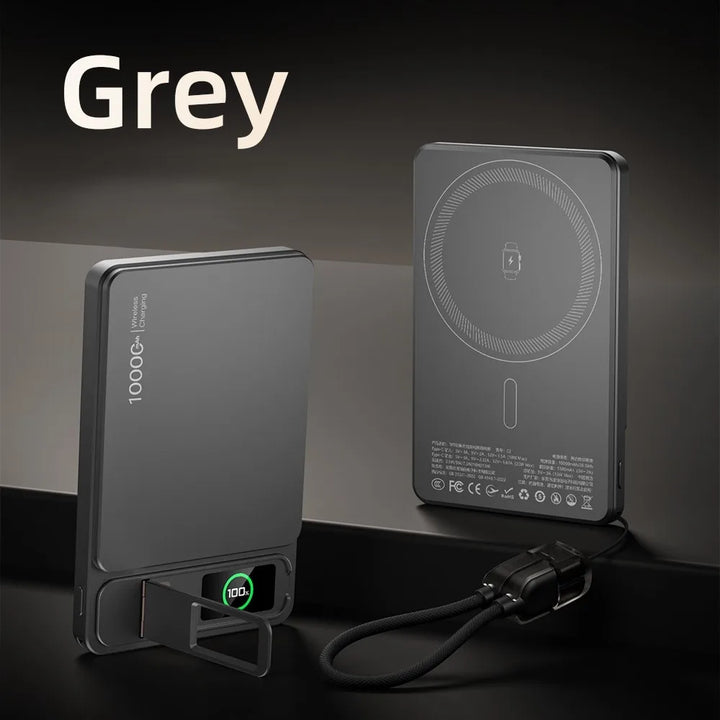 Magnetic Wireless Power Bank with USB-C Cable and Digital Display