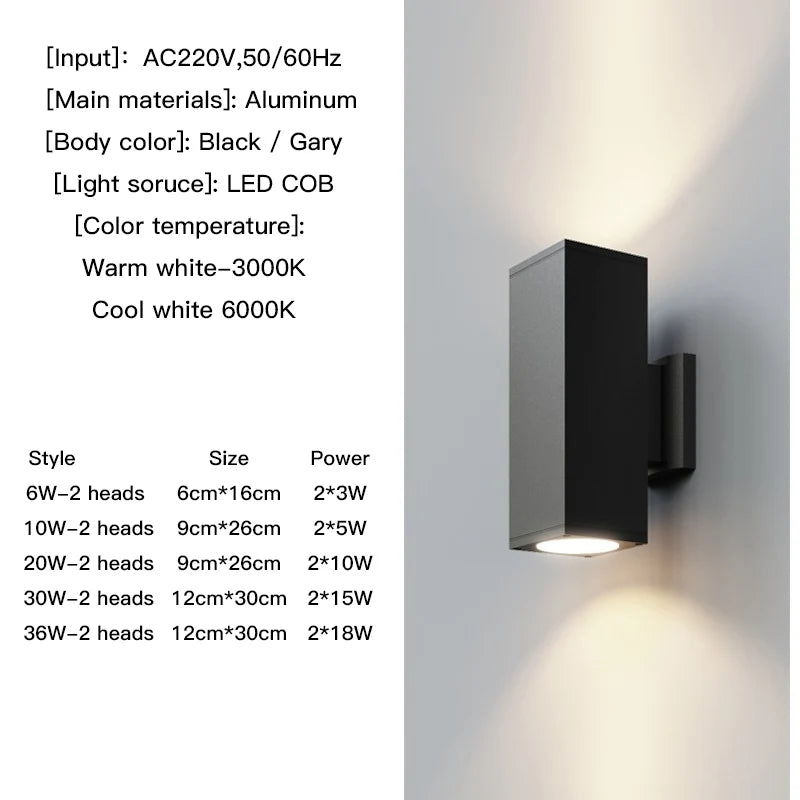 Square outdoor wall light size and wattage specifications