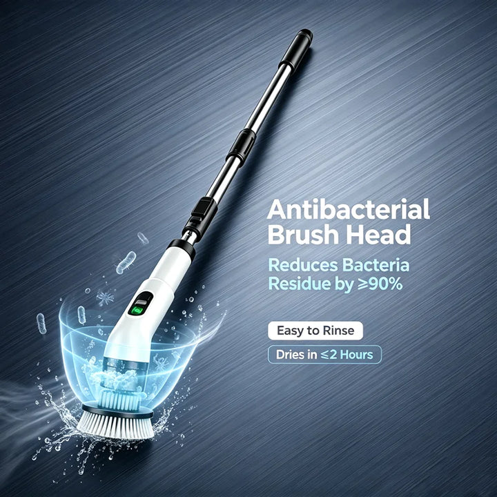 Handheld electric spin scrubber with interchangeable sponge, bristle and scouring pad heads