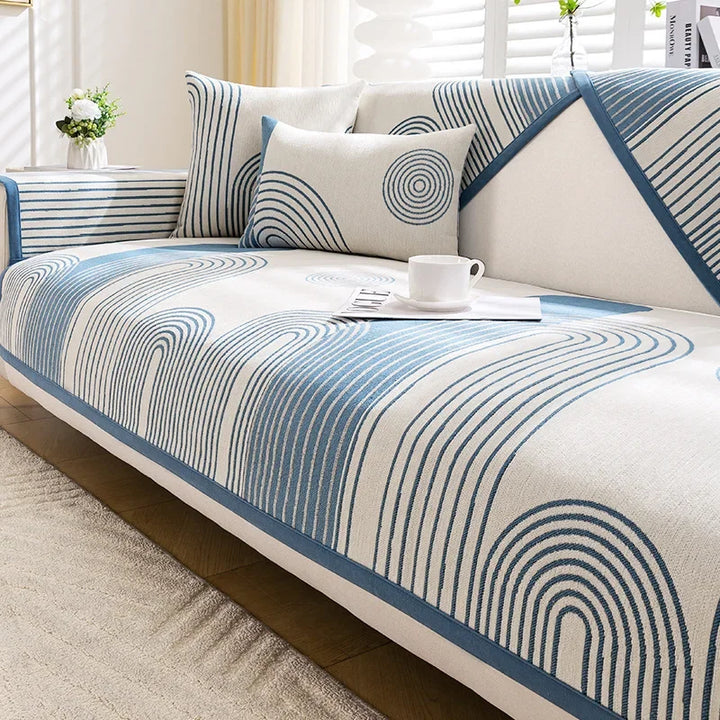 Sky blue stripe sofa cushion cover