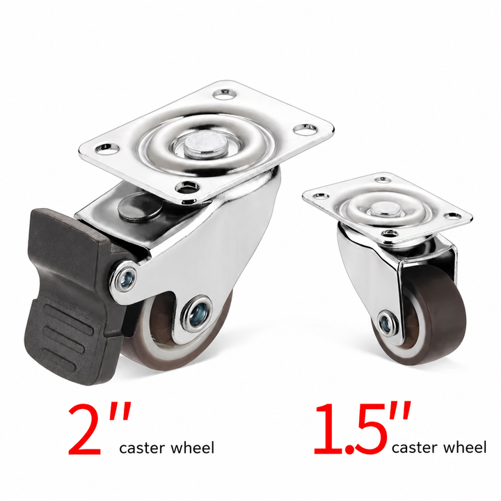 Soft Rubber Swivel Caster Wheels with Mounting Plate Set of 4