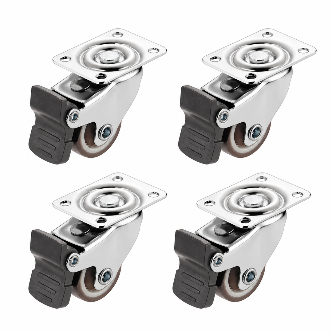Soft Rubber Swivel Caster Wheels with Mounting Plate Set of 4