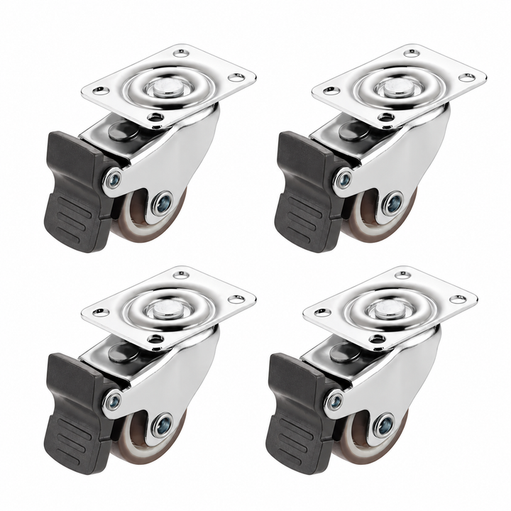 Soft Rubber Swivel Caster Wheels with Mounting Plate Set of 4