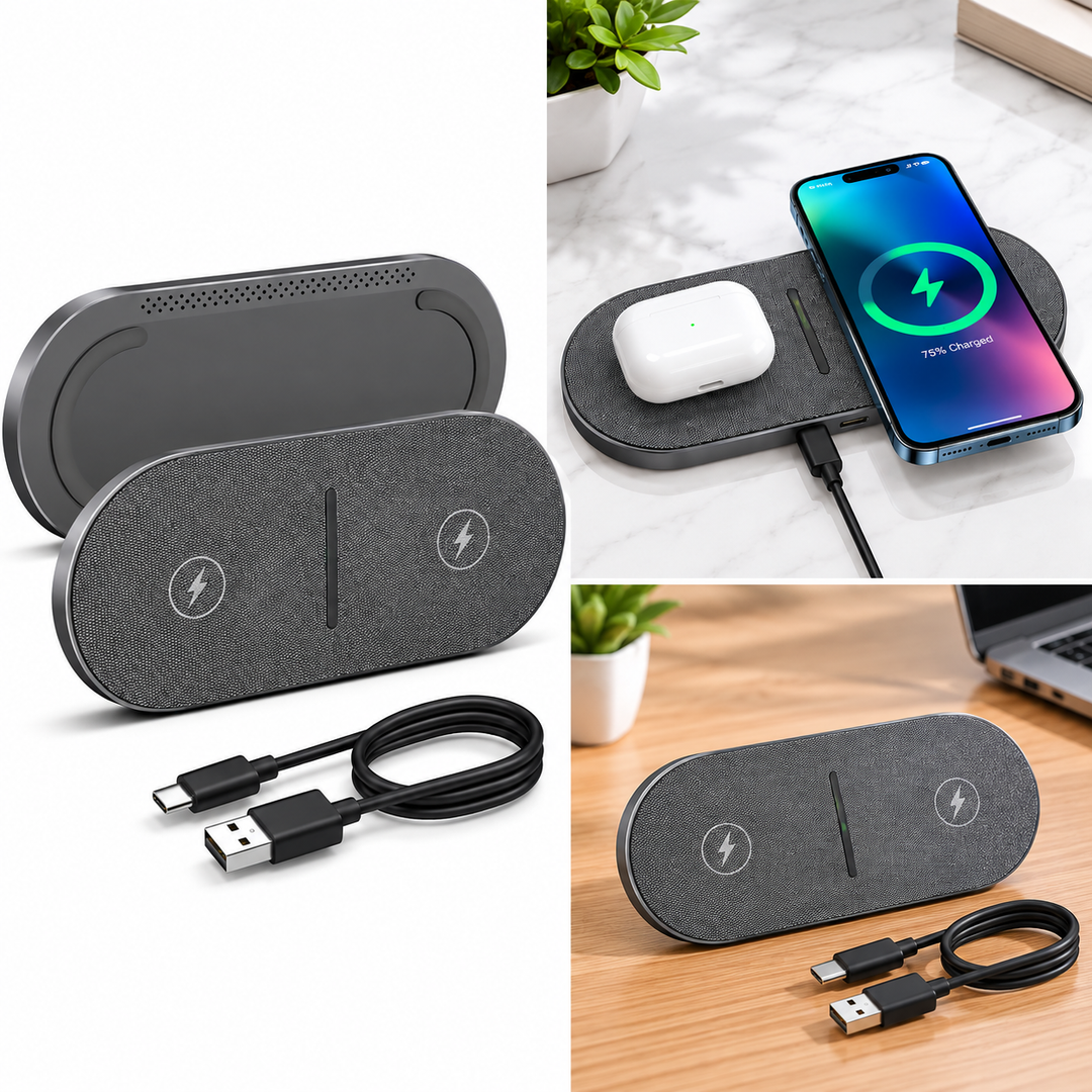 2-in-1 Wireless Charging Station for iPhone &amp; AirPods