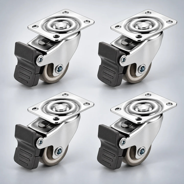 Soft Rubber Swivel Caster Wheels with Mounting Plate Set of 4