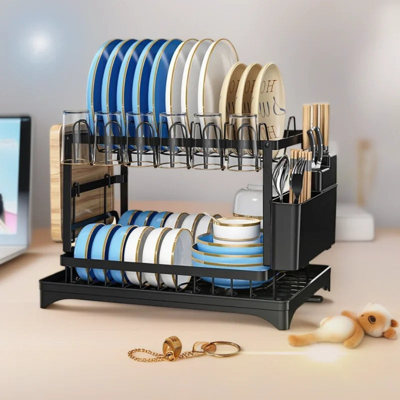Dish Drying Rack – Large 2-Tier Stainless Steel Dish Rack and Drainer for Kitchen Counter