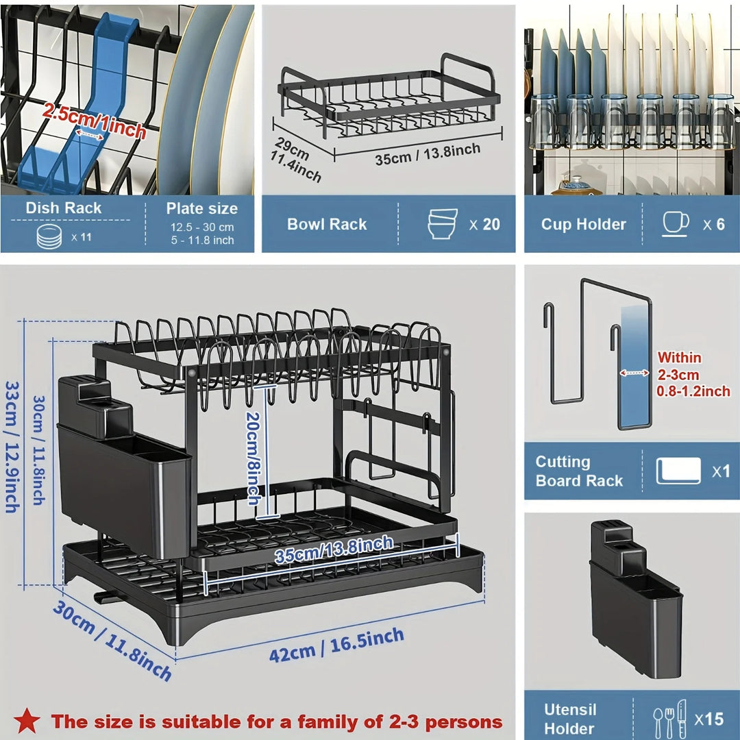 Dish Drying Rack – Large 2-Tier Stainless Steel Dish Rack and Drainer for Kitchen Counter