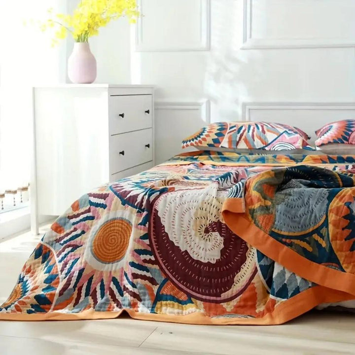 Sunburst Cotton Blanket - 100% Cotton All-Season Throw - Lightweight Blanket