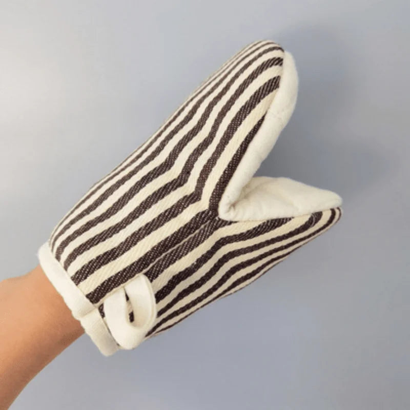 Heat-Resistant Oven Mitt — Striped Non-Slip Kitchen Glove, Anti-Scald Pot Holder