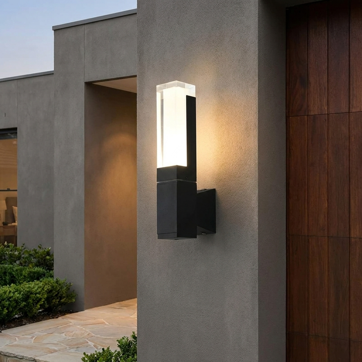 Minimalist black wall light for porch and driveway