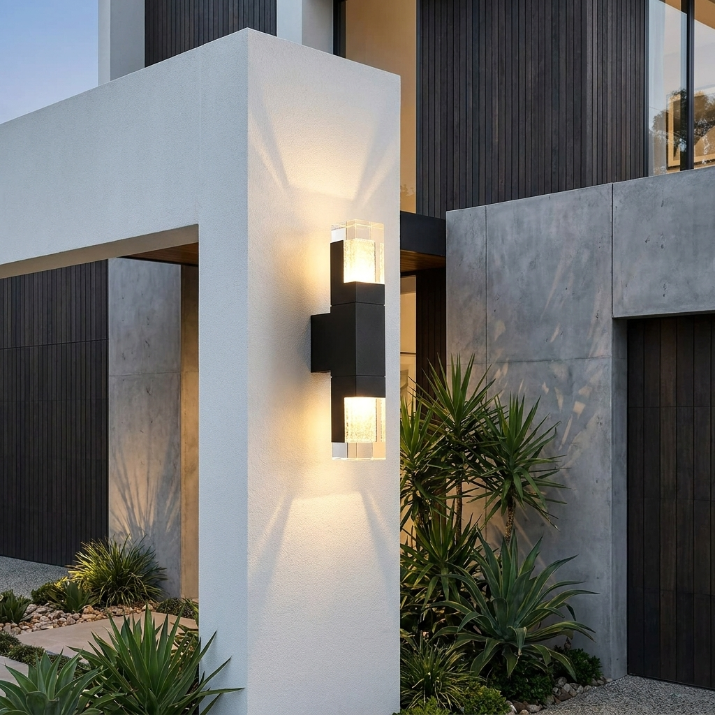 Waterproof PIR motion sensor exterior wall lamp black