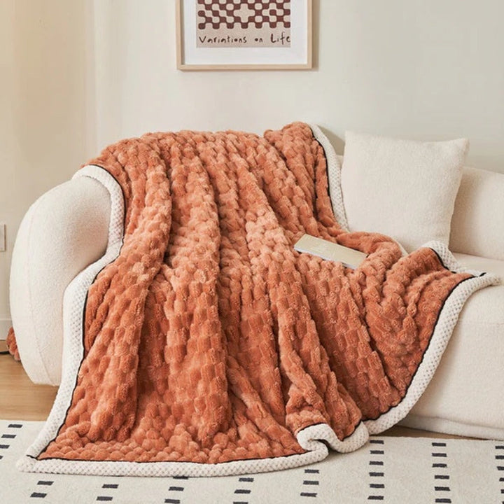 Cloud Cuddle Sherpa Blanket - Bubble Texture Fleece - Soft Plush Throw