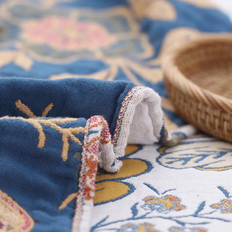 FloraLoom – Luxury Cotton Jacquard Throw Blanket