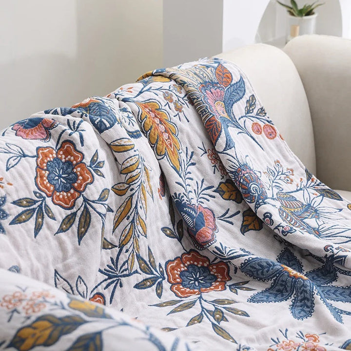 FloraLoom – Luxury Cotton Jacquard Throw Blanket