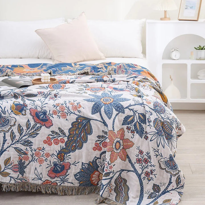 FloraLoom – Luxury Cotton Jacquard Throw Blanket