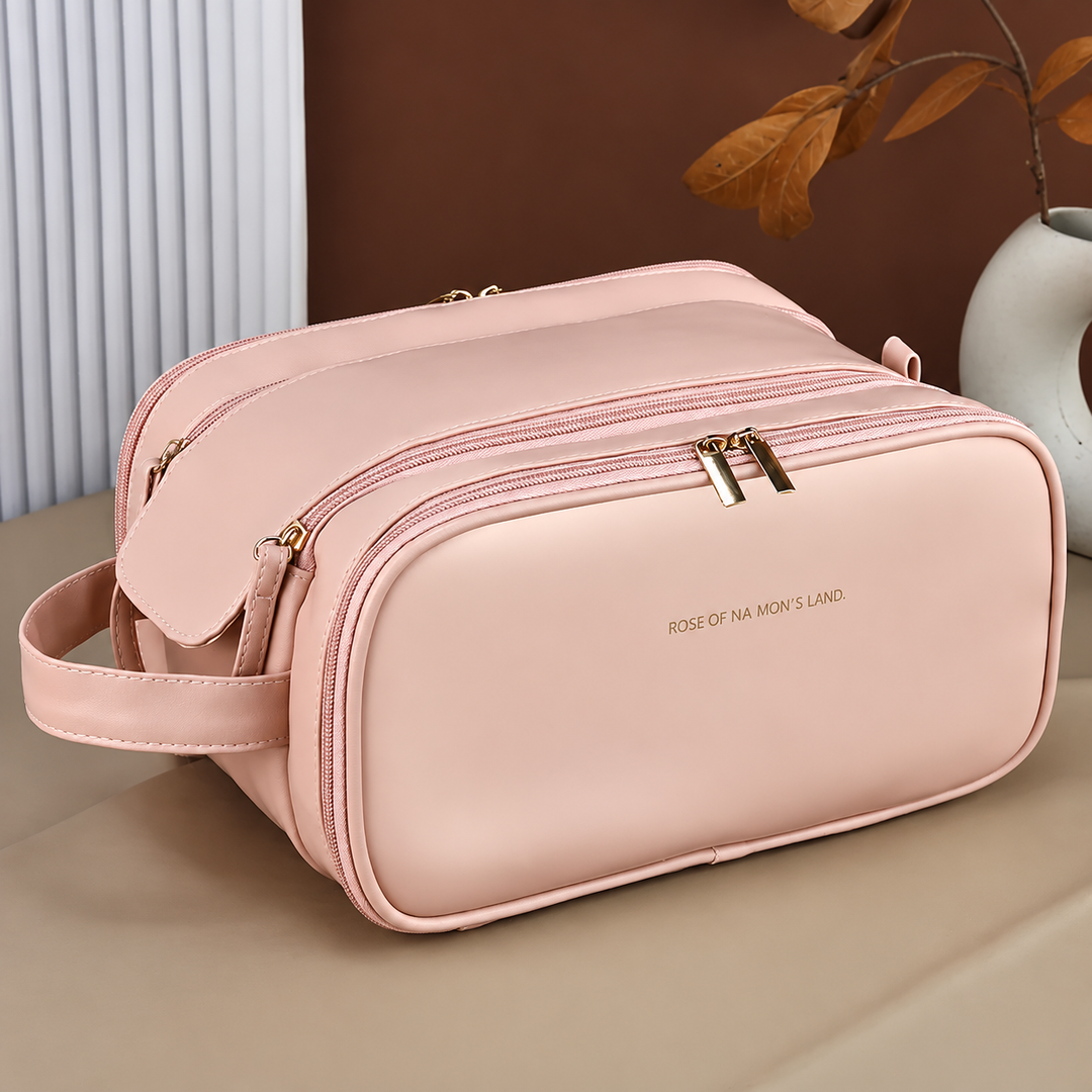 LuxePack™ Large Capacity PU Leather Travel Makeup Organizer