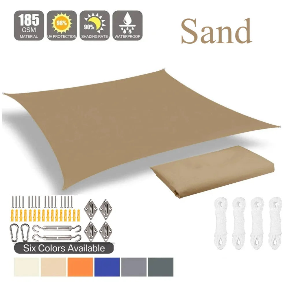 SkyCover Waterproof Shade Sail – Sand with mounting kit