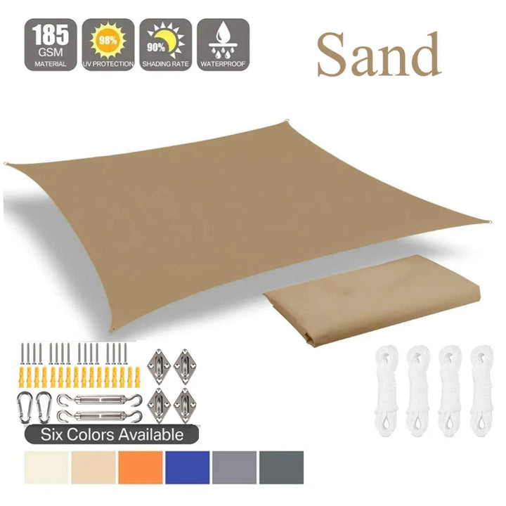 SkyCover Waterproof Shade Sail – Sand with mounting kit
