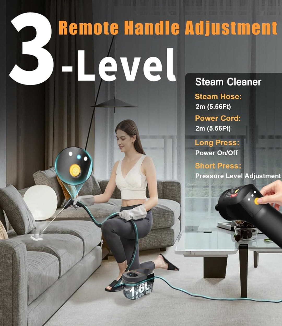 Handheld Steam Cleaner 2500W – Portable High Pressure Cleaner for Kitchen, Home, Grout &amp; Car