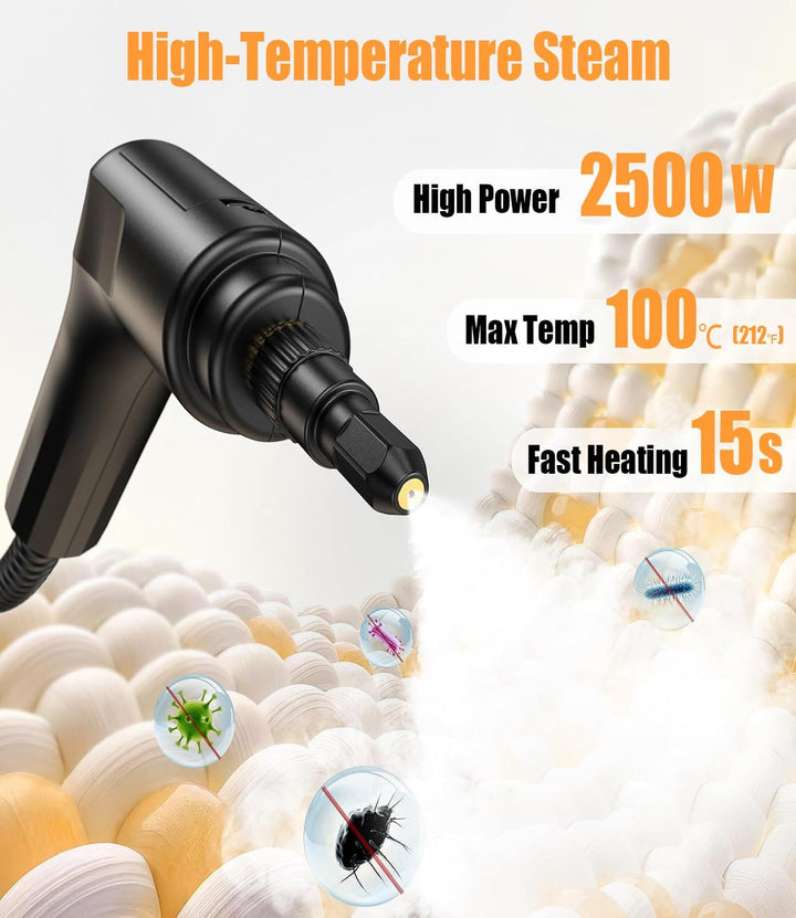 Handheld Steam Cleaner 2500W – Portable High Pressure Cleaner for Kitchen, Home, Grout &amp; Car