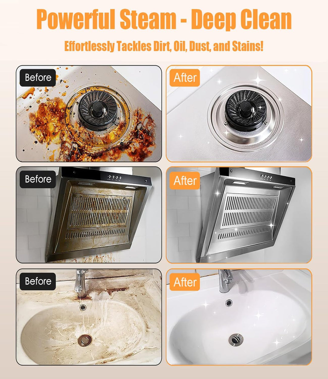 Handheld Steam Cleaner 2500W – Portable High Pressure Cleaner for Kitchen, Home, Grout &amp; Car