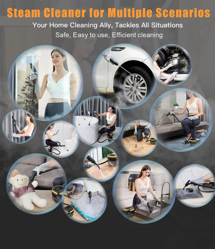 Handheld Steam Cleaner 2500W – Portable High Pressure Cleaner for Kitchen, Home, Grout &amp; Car